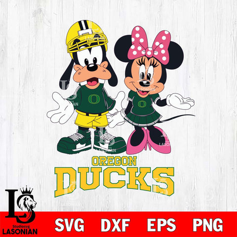 Oregon Ducks Goofy and Minnie mouse Football SVG DXF EPS PNG FILE,NCAA svg ,Football Digital Download,Instant Download, Silhouette