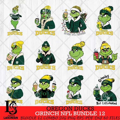Oregon Ducks Grinch NCAA Bundle 12 SVG Eps Dxf Png File, Digital Download, Instant Download