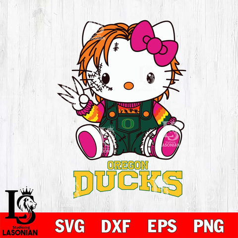 Oregon Ducks Hello Kitty Horror Svg Eps Dxf Png File, Digital Download