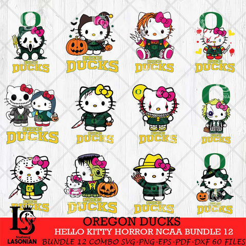 Oregon Ducks Hello Kitty Horror NCAA Bundle 12 SVG Svg Eps Dxf Png File, Digital Download