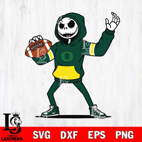 Oregon Ducks Jack Skellington Football Christmas File Cut, NCAA SVG DXF EPS PNG FILE, Digital Download , Criucut , Silhouette
