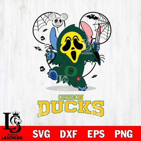 Oregon Ducks Stitch Ghost Face Halloween 2 Svg Eps Dxf Png File, Digital Download, Instant Download