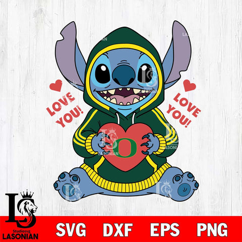 Oregon Ducks Stitch Love You File Cut, NCAA SVG DXF EPS PNG FILE, Digital Download , Criucut , Silhouette