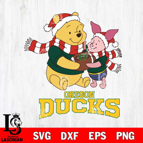 Oregon Ducks Winnie the Pooh & Piglet Football Cricut,Christmas SVG DXF EPS PNG FILE, NCAA Digital Download,Instant Download, Silhouette