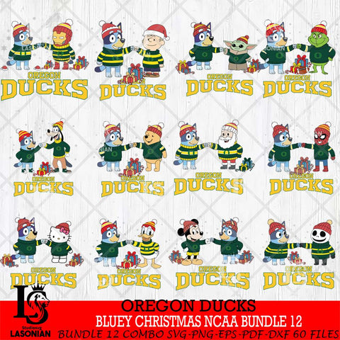 Oregon Ducks  Bluey friends christmas NCAA Bundle File Cut,Bundle NCAA SVG DXF EPS PNG FILE, Digital Download,Instant Download, Silhouette