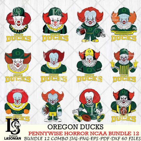 Oregon Ducks  Pennywise Horror NCAA Bundle 12 SVG Svg Eps Dxf Png File, Digital Download