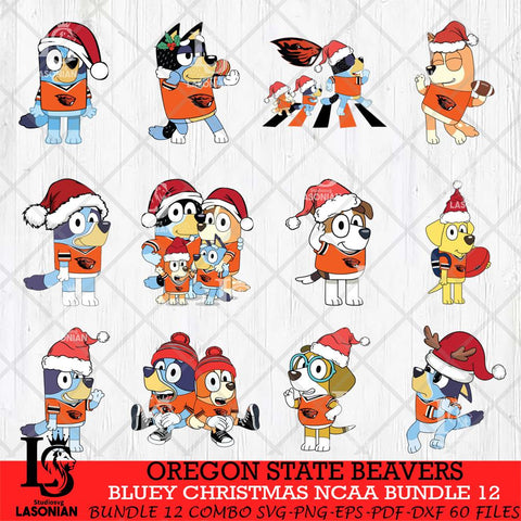 Oregon State Beavers Bluey Christmas NCAA Bundle 12 SVG Eps Dxf Png File, Digital Download, Instant Download