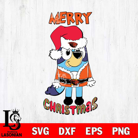 Oregon State Beavers Bluey Merry Christmas Bluey Santa Claus Svg Eps Dxf Png File, Digital Download