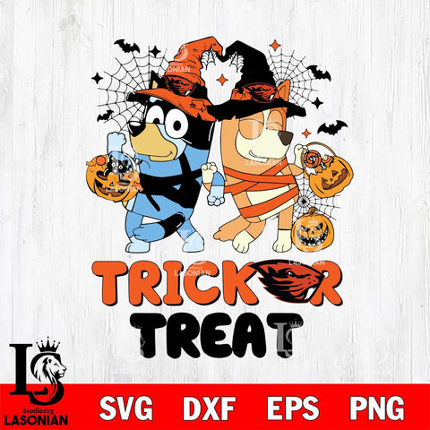 Oregon State Beavers Bluey Trick or Treat Halloween 2 Svg Eps Dxf Png File, Digital Download, Instant Download