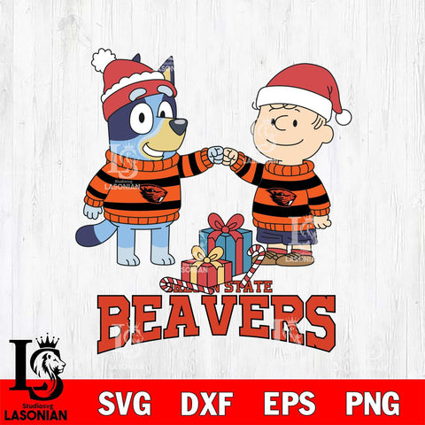 Oregon State Beavers Bluey With Charlie Brown Christmas File Cut, NCAA SVG DXF EPS PNG FILE, Digital Download,Instant Download, Silhouette