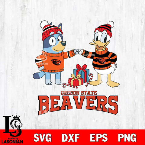 Oregon State Beavers Bluey With Donald Duck Christmas File Cut, NCAA SVG DXF EPS PNG FILE, Digital Download,Instant Download, Silhouette