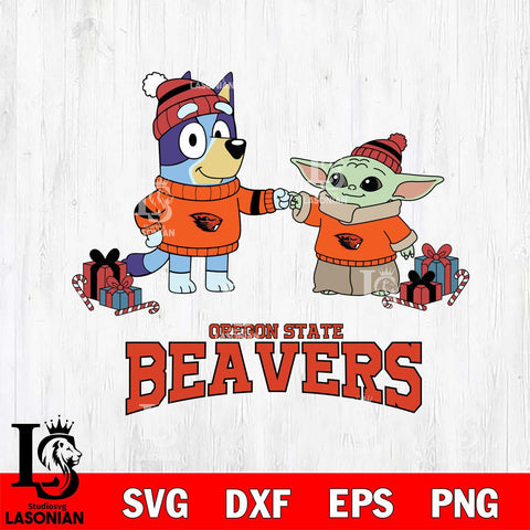 Oregon State Beavers Bluey With Yoda Christmas File Cut, NCAA SVG DXF EPS PNG FILE, Digital Download,Instant Download, Silhouette