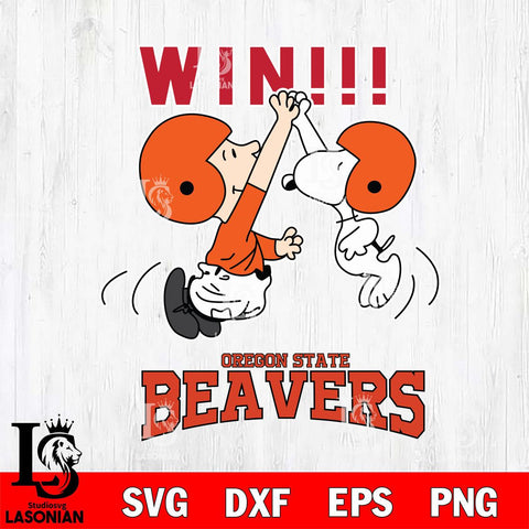 Oregon State Beavers Charlie Brown and Snoopy Win Svg Eps Dxf Png File, NCAA svg , Digital Download , Instant Download, Cricut File