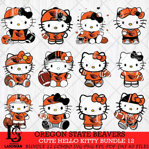 Oregon State Beavers Cute Hello Kitty Bundle 12 SVG Eps Dxf Png File, NCAA Bundle svg, Digital Download, Instant Download