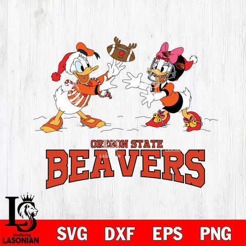 Oregon State Beavers Donald Duck & Daisy Duck Football Cricut,Christmas SVG DXF EPS PNG FILE, NCAA Digital Download,Instant Download, Silhouette