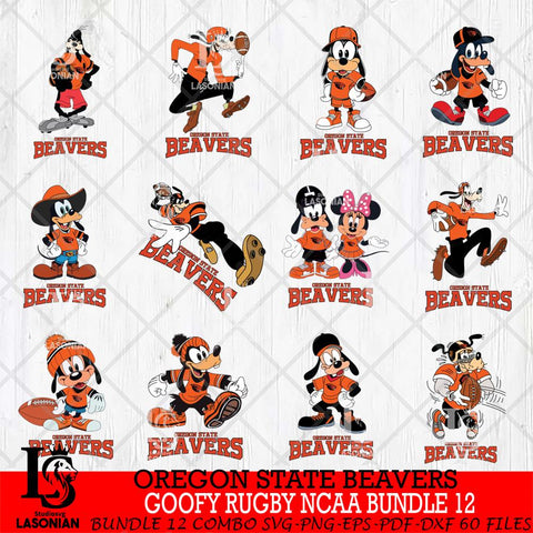 Oregon State Beavers Goofy Rugby Disney NCAA Bundle 12 SVG DXF EPS PNG FILE,NCAA bundle svg ,Football Digital Download,Instant Download, Silhouette