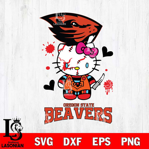 Oregon State Beavers Hello Kitty Horror 2 Svg Eps Dxf Png File, Digital Download