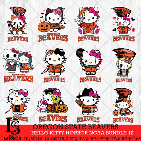 Oregon State Beavers Hello Kitty Horror NCAA Bundle 12 SVG Svg Eps Dxf Png File, Digital Download