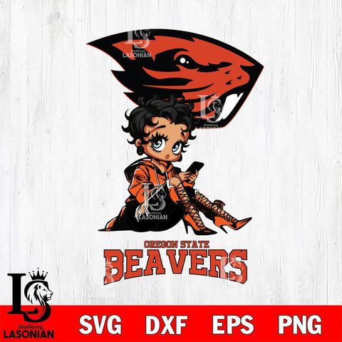 Oregon State Beavers Style Black Fan Girl Betty Boop, Svg Eps Dxf Png File, Digital Download