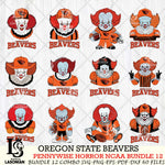 Oregon State Beavers  Pennywise Horror NCAA Bundle 12 SVG Svg Eps Dxf Png File, Digital Download