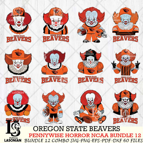 Oregon State Beavers  Pennywise Horror NCAA Bundle 12 SVG Svg Eps Dxf Png File, Digital Download