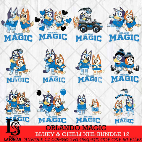 Orlando Magic Bluey & Bingo NBA Bundle 12 SVG Eps Dxf Png File, Bundle NBA svg, Digital Download, Instant Download