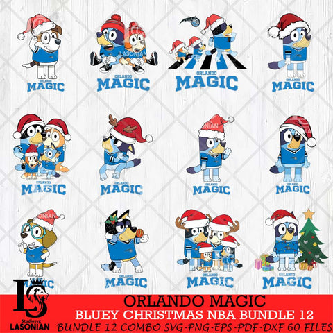 Orlando Magic Bluey Christmas NBA Bundle 12 Cricut , Christmas Svg , Bluey svg , Digital Download, dxf eps png pdf file