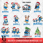 Orlando Magic Bluey Happy Christmas Bundle 12 Svg Eps Dxf Png File, Digital Download