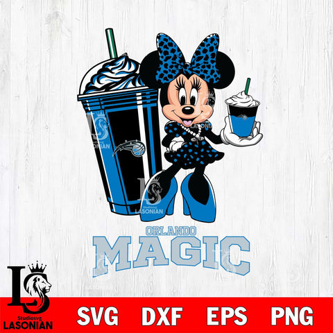 Orlando Magic Minnie Mouse Fan And Coffee Svg Eps Dxf Png File, Digital Download, Instant Download