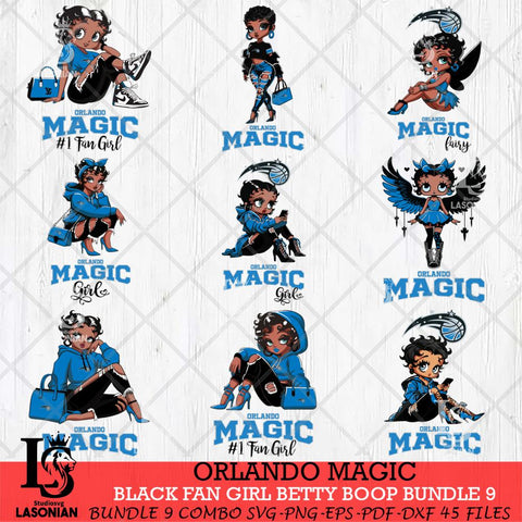 Orlando Magic Black Fan Girl Betty Boop Bundle 9 Svg Eps Dxf Png File, Digital Download, Instant Download