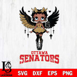 Ottawa Senators Anglel Black Fan Girl Betty Boop, Svg Eps Dxf Png File, Digital Download