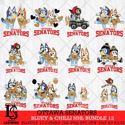 Ottawa Senators Bluey & Bingo NHL Bundle 12 SVG Svg Eps Dxf Png File, Bundle NHL svg, Digital Download, Instant Download