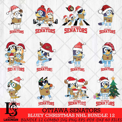 Ottawa Senators Bluey Christmas NHL Bundle 12 Cricut , Christmas Svg , Bluey svg , Digital Download, dxf eps png pdf file