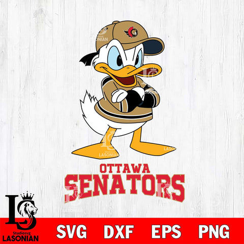 Ottawa Senators Donald Duck NHL Hockey SVG DXF EPS PNG FILE,NHL File Cut,Disney Digital Download,Instant Download, Silhouette