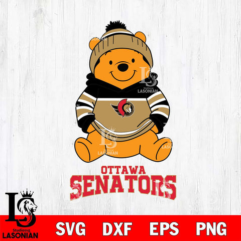 Ottawa Senators Winnie The Pooh Hockey SVG DXF EPS PNG FILE,NHL File Cut,Disney Digital Download,Instant Download, Silhouette