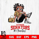 Ottawa Senators #1 Black Fan Girl Betty Boop, Svg Eps Dxf Png File, Digital Download