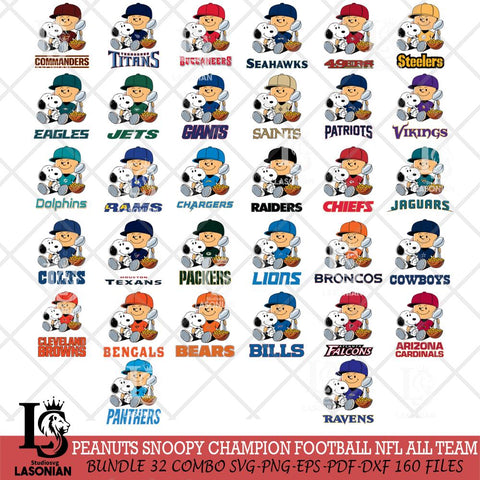Peanuts Snoopy Champion football NFL ALL TEAM SVG DXF EPS PNG FILE,Snoopy File Cut,Big bundle nfl Digital Download,Instant Download, Silhouette