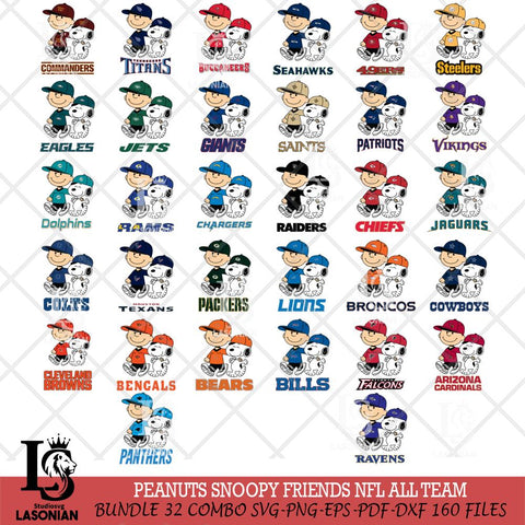 Peanuts Snoopy Friends NFL ALL TEAM SVG DXF EPS PNG FILE,Snoopy File Cut,Big bundle nfl Digital Download,Instant Download, Silhouette