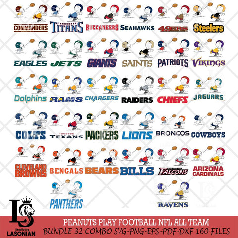 Peanuts play football NFL ALL TEAM SVG DXF EPS PNG FILE,Snoopy File Cut,Big bundle nfl Digital Download,Instant Download, Silhouette