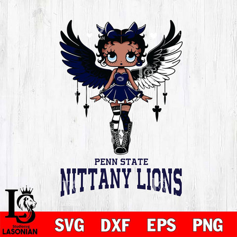 Penn State Nittany Lions Anglel Black Fan Girl Betty Boop, Svg Eps Dxf Png File, Digital Download