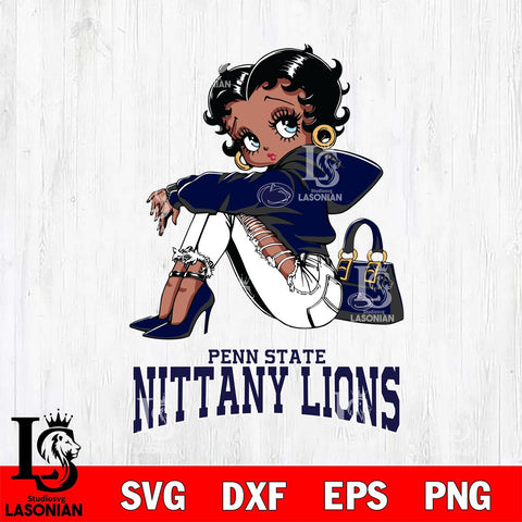 Penn State Nittany Lions Betty Boop Black Fan Girl Svg Eps Dxf Png File, Digital Download, Instant Download