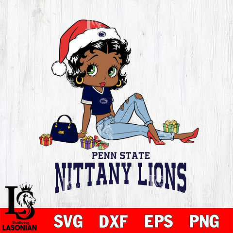 Penn State Nittany Lions Betty Boop Christmas Packing File Cut, NCAA SVG DXF EPS PNG PDF File, Digital Download , Criucut , Silhouette