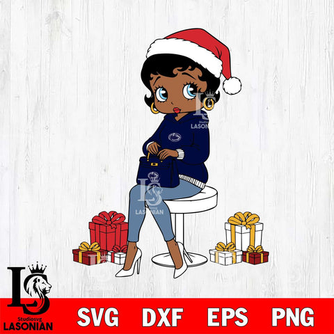 Penn State Nittany Lions Betty Boop Sit Christmas File Cut, NCAA SVG DXF EPS PNG PDF File, Digital Download , Criucut , Silhouette