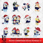 Penn State Nittany Lions Bluey Christmas NCAA Bundle 12 SVG Eps Dxf Png File, Digital Download, Instant Download