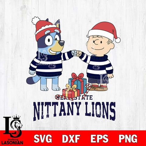 Penn State Nittany Lions Bluey With Charlie Brown Christmas File Cut, NCAA SVG DXF EPS PNG FILE, Digital Download,Instant Download, Silhouette