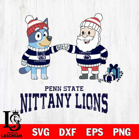 Penn State Nittany Lions Bluey With Satan Christmas File Cut, NCAA SVG DXF EPS PNG FILE, Digital Download,Instant Download, Silhouette