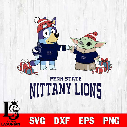 Penn State Nittany Lions Bluey With Yoda Christmas File Cut, NCAA SVG DXF EPS PNG FILE, Digital Download,Instant Download, Silhouette