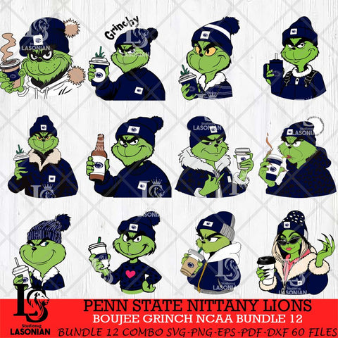 Penn State Nittany Lions Boujee Grinch NCAA Bundle 12 SVG Eps Dxf Png File, Digital Download, Instant Download