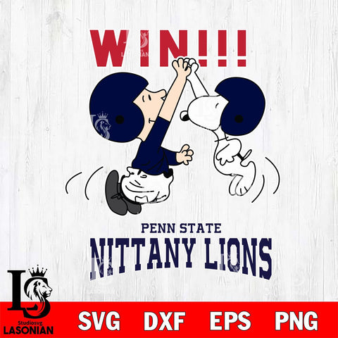 Penn State Nittany Lions Charlie Brown and Snoopy Win Svg Eps Dxf Png File, NCAA svg , Digital Download , Instant Download, Cricut File