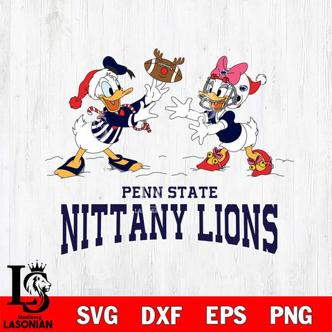 Penn State Nittany Lions Donald Duck & Daisy Duck Football Cricut,Christmas SVG DXF EPS PNG FILE, NCAA Digital Download,Instant Download, Silhouette